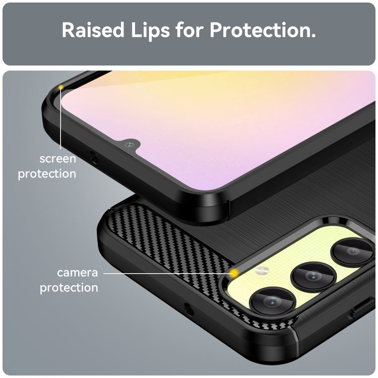 For Samsung Galaxy A25 5G Brushed Texture Carbon Fiber TPU Phone Case(Black) by buy2fix