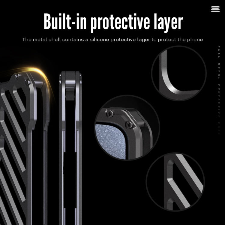 For iPhone 16 R-JUST RJ-50 Hollow Breathable Armor Metal Phone Case(Space Grey) by R-JUST