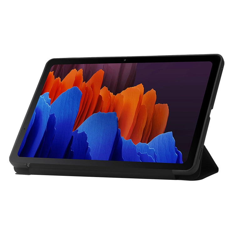 For Samsung Galaxy Tab S9+ / S10+ 3-Fold Holder Silicone Leather Tablet Case(Black) - Galaxy Tab S9+ Cases by buy2fix | Online Shopping UK | buy2fix