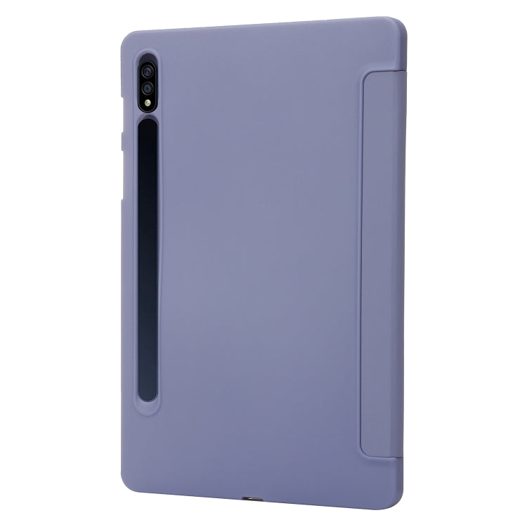 For Samsung Galaxy Tab S9+ / S10+ 3-Fold Holder Silicone Leather Tablet Case(Purple) - Galaxy Tab S9+ Cases by buy2fix | Online Shopping UK | buy2fix