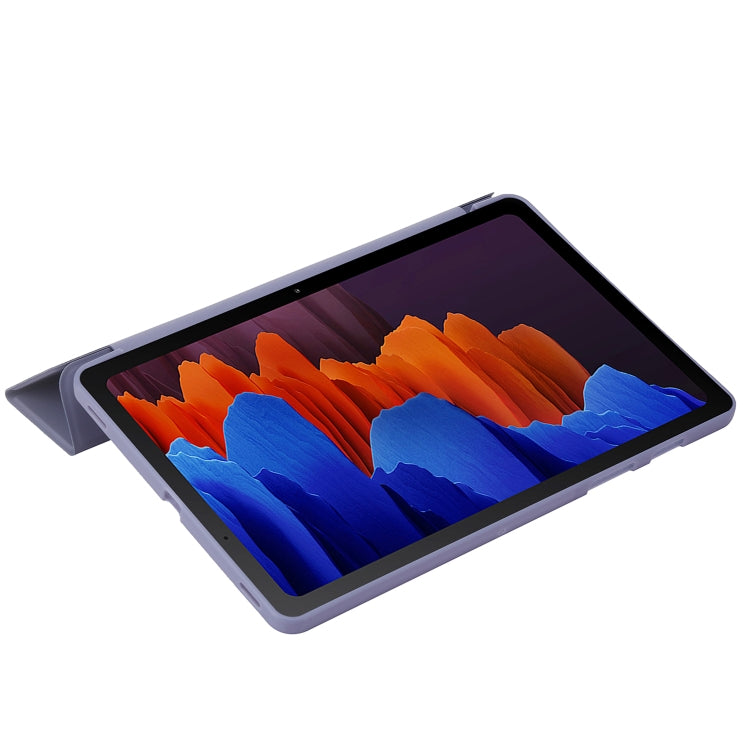For Samsung Galaxy Tab S9+ / S10+ 3-Fold Holder Silicone Leather Tablet Case(Purple) - Galaxy Tab S9+ Cases by buy2fix | Online Shopping UK | buy2fix