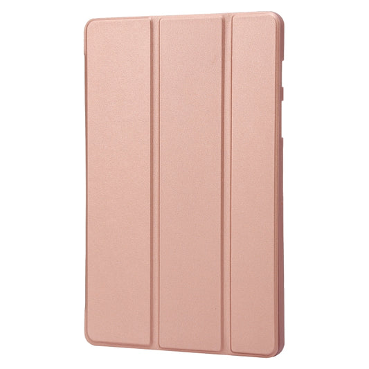 For Samsung Galaxy Tab S10 FE / S9 FE / S9 3-Fold Holder Silicone Leather Tablet Case(Rose Gold) by buy2fix
