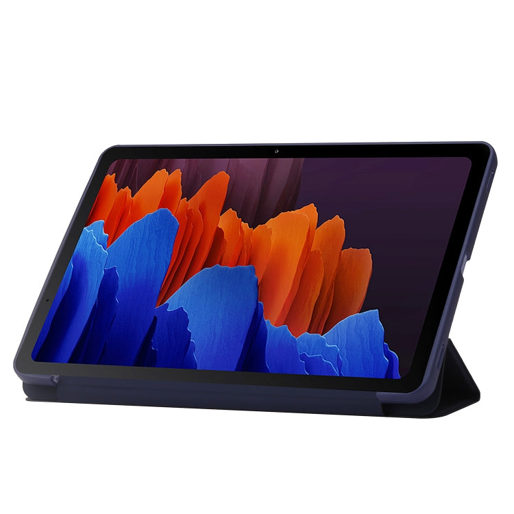 For Samsung Galaxy Tab S10 FE / S9 FE / S9 3-Fold Holder Silicone Leather Tablet Case(Dark Blue) - Galaxy Tab S9 Cases by buy2fix | Online Shopping UK | buy2fix