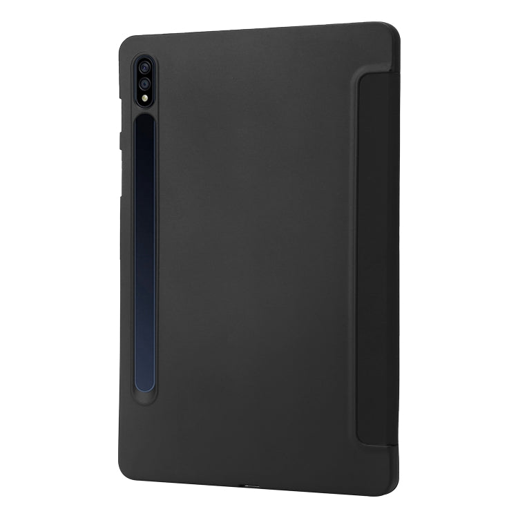 For Samsung Galaxy Tab S10 FE / S9 FE / S9 3-Fold Holder Silicone Leather Tablet Case(Black) - Galaxy Tab S9 Cases by buy2fix | Online Shopping UK | buy2fix