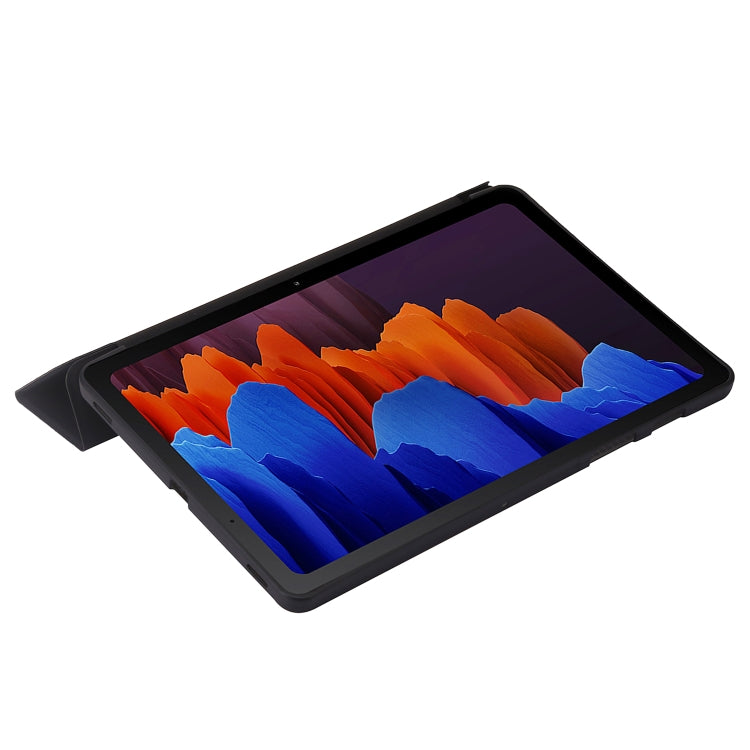 For Samsung Galaxy Tab S10 FE / S9 FE / S9 3-Fold Holder Silicone Leather Tablet Case(Black) - Galaxy Tab S9 Cases by buy2fix | Online Shopping UK | buy2fix