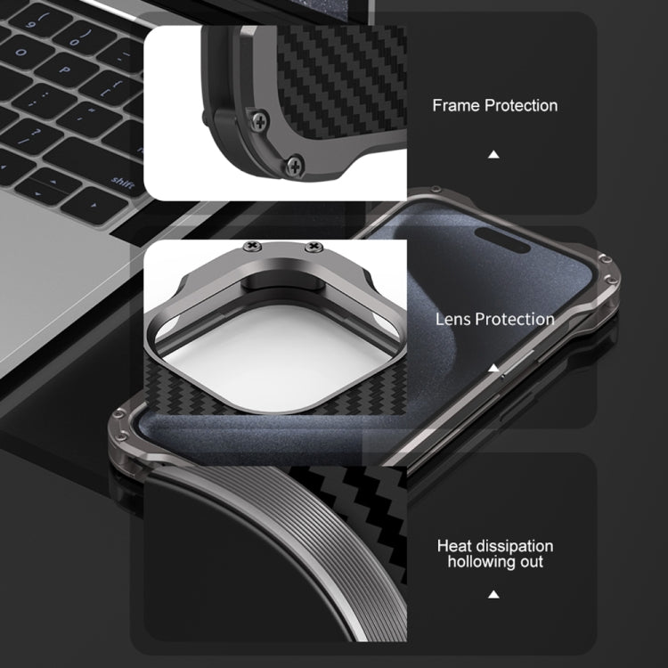 For iPhone 15 Plus R-JUST RJ51 Hollow MagSafe Magnetic Metal Phone Case(Space Grey) - iPhone 15 Plus Cases by R-JUST | Online Shopping UK | buy2fix