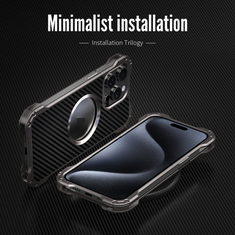 For iPhone 15 Plus R-JUST RJ51 Hollow MagSafe Magnetic Metal Phone Case(Space Grey) - iPhone 15 Plus Cases by R-JUST | Online Shopping UK | buy2fix