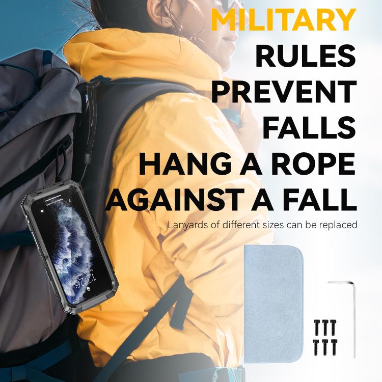 For iPhone Air R-JUST Metal + Silicone + Tempered Glass Life Waterproof Phone Case with Holder(Black) - iPhone Air Cases by R-JUST | Online Shopping UK | buy2fix