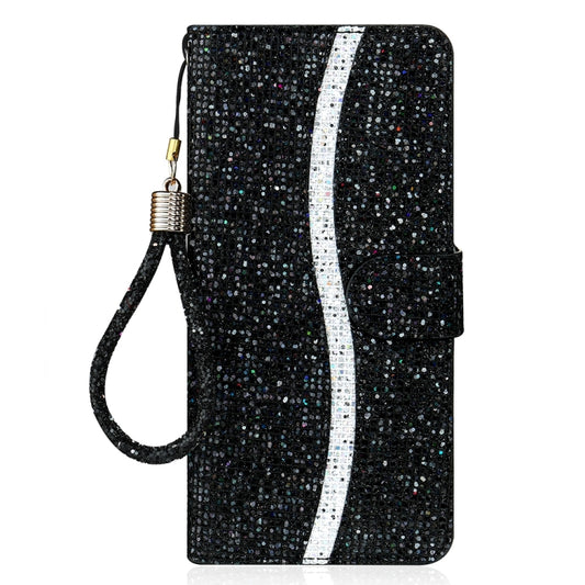 For iPhone 16 Plus Glitter Powder Filp Leather Phone Case(Black) by buy2fix
