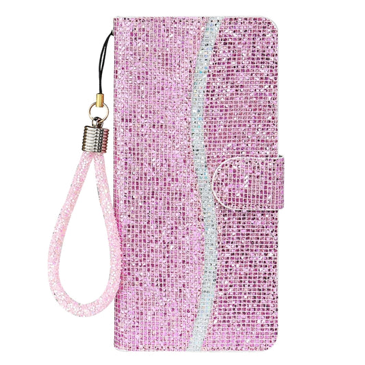 For iPhone 16 Plus Glitter Powder Filp Leather Phone Case(Pink) by buy2fix