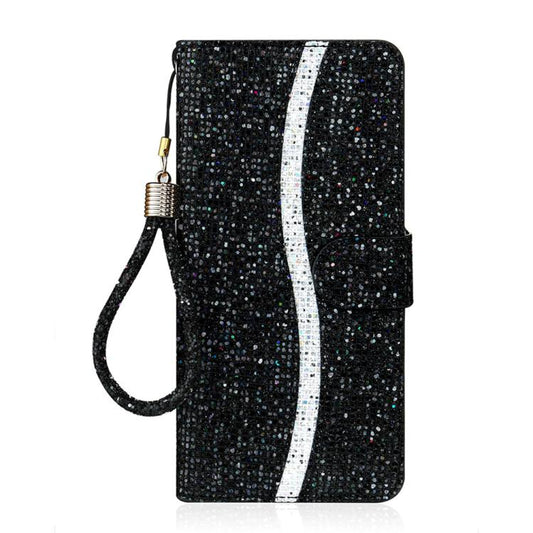 For iPhone Air Glitter Powder Filp Leather Phone Case(Black) - iPhone Air Cases by buy2fix | Online Shopping UK | buy2fix