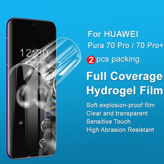 For Huawei Pura 70 Pro 2pcs imak Curved Full Screen Hydrogel Film Protector by imak