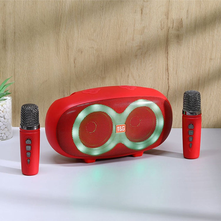 T&G TG542 LED Flash Wireless Bluetooth Karaoke Speaker with Microphone(Red) - Desktop Speaker by T&G | Online Shopping UK | buy2fix