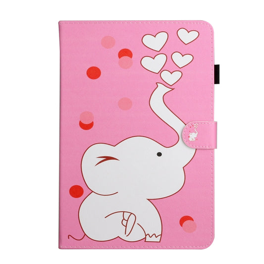 For 7 inch Universal Tablet PC Colored Drawing Pattern Horizontal Flip PU Leather Case with Holder & Card Slot(Loving Elephant) - 7 inch by buy2fix | Online Shopping UK | buy2fix