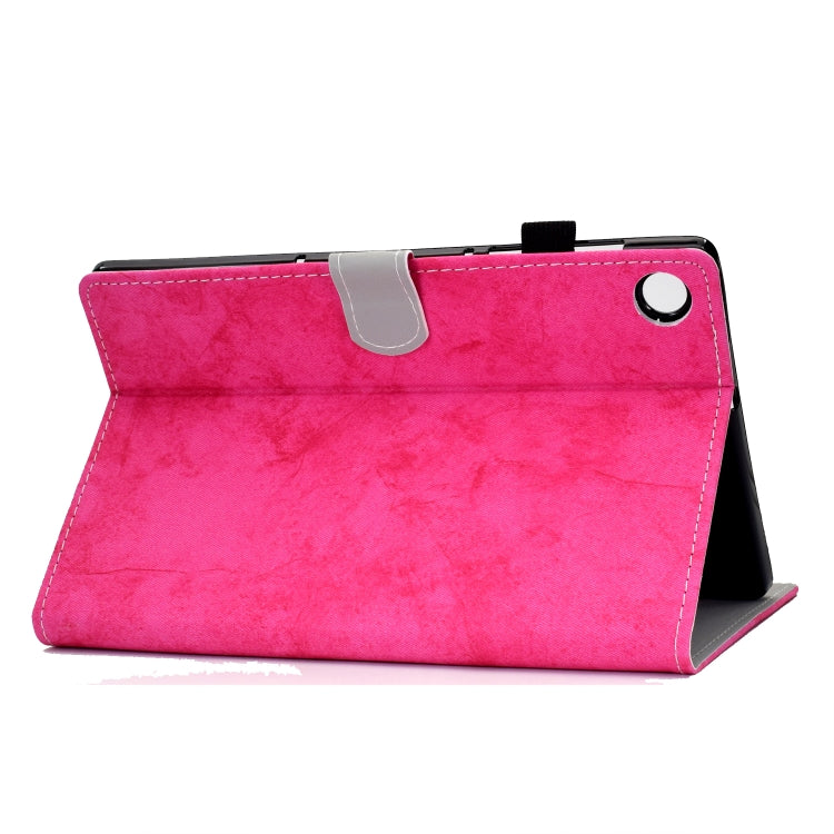 For Samsung Galaxy Tab A11 / A9 Marble Style Cloth Texture Smart Leather Tablet Case(Rose Red) by buy2fix