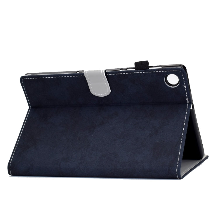 For Samsung Galaxy Tab A11 / A9 Marble Style Cloth Texture Smart Leather Tablet Case(Dark Blue) by buy2fix
