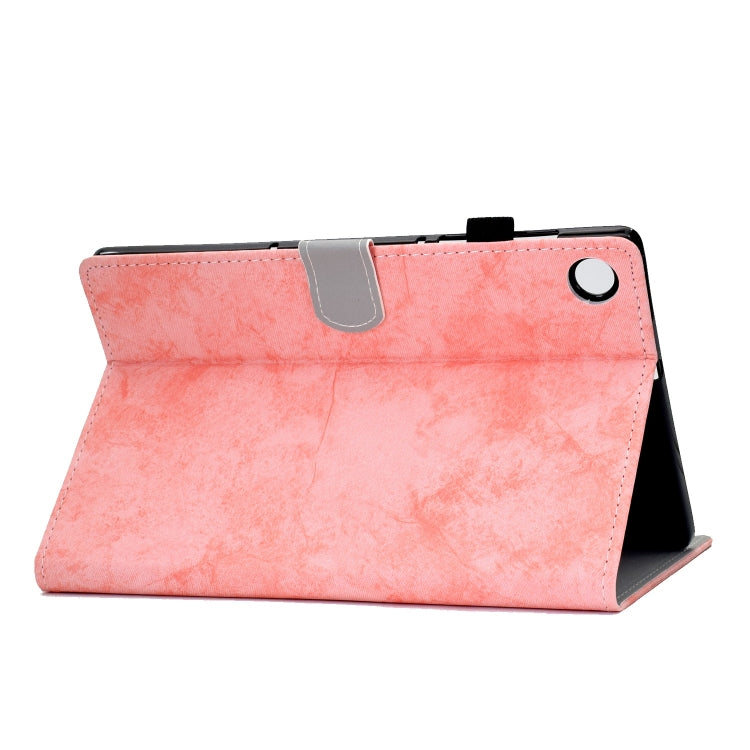 For Samsung Galaxy Tab A11+ / A9+ Marble Style Cloth Texture Smart Leather Tablet Case(Pink) by buy2fix