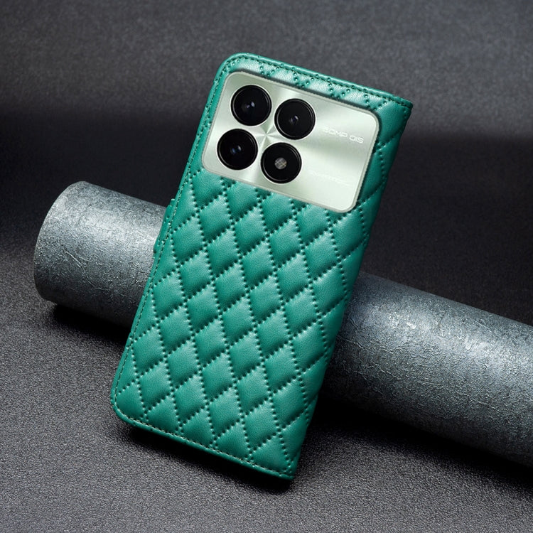 For Xiaomi Redmi K70 / K70 Pro Diamond Lattice Wallet Leather Flip Phone Case(Green) - Xiaomi Cases by buy2fix | Online Shopping UK | buy2fix