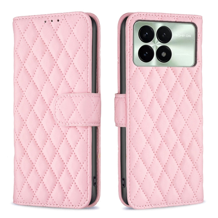 For Xiaomi Redmi K70E Diamond Lattice Wallet Leather Flip Phone Case(Pink) - Xiaomi Cases by buy2fix | Online Shopping UK | buy2fix