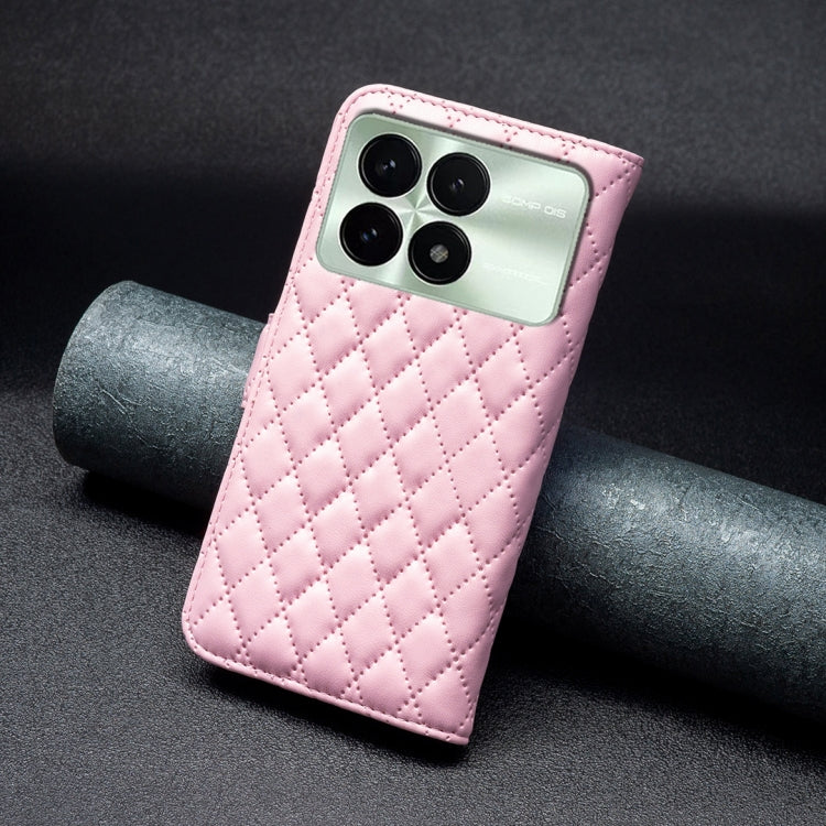 For Xiaomi Redmi K70E Diamond Lattice Wallet Leather Flip Phone Case(Pink) - Xiaomi Cases by buy2fix | Online Shopping UK | buy2fix