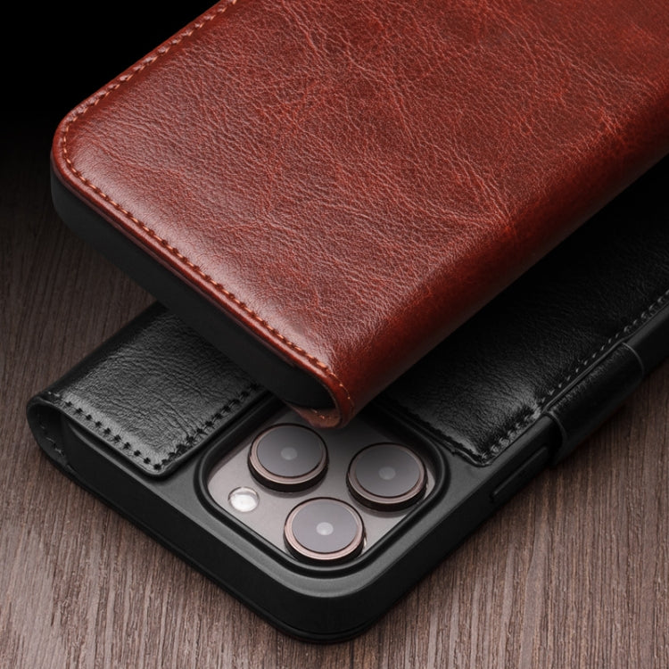 For iPhone 15 Pro Max QIALINO Classic 103 Buckle Genuine Leather Phone Case(Black) - iPhone 15 Pro Max Cases by QIALINO | Online Shopping UK | buy2fix