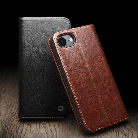 For iPhone 16e QIALINO Classic Genuine Leather Phone Case(Black) - iPhone 16e Cases by QIALINO | Online Shopping UK | buy2fix