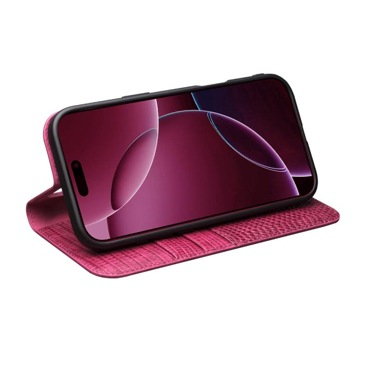 For iPhone 17 QIALINO Little Crocodile Texture Genuine Leather Phone Case(Rose Red) - iPhone 17 Cases by QIALINO | Online Shopping UK | buy2fix