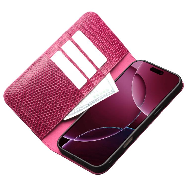 For iPhone 17 QIALINO Little Crocodile Texture Genuine Leather Phone Case(Rose Red) - iPhone 17 Cases by QIALINO | Online Shopping UK | buy2fix