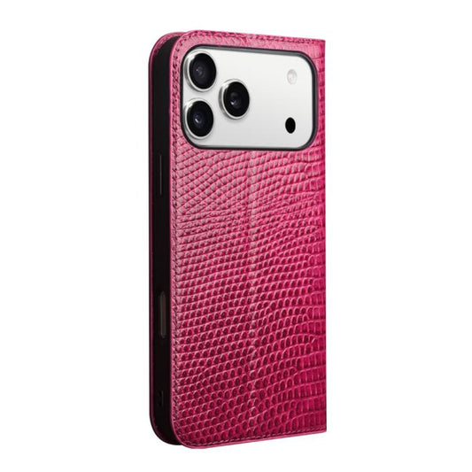 For iPhone 17 Pro QIALINO Little Crocodile Texture Genuine Leather Phone Case(Rose Red) - iPhone 17 Pro Cases by QIALINO | Online Shopping UK | buy2fix