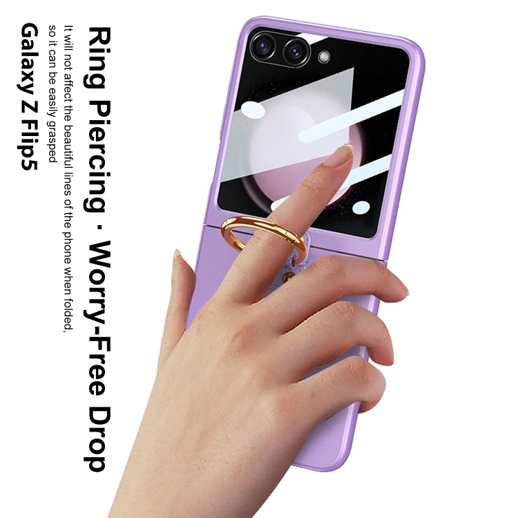 For Samsung Galaxy Z Flip5 GKK Integrated Ultra-thin PC Ring Holder Phone Case(Grey) by GKK