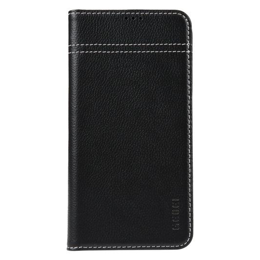 For iPhone 15 Plus GEBEI Top-grain Horizontal Flip Leather Phone Case(Black) - iPhone 15 Plus Cases by GEBEI | Online Shopping UK | buy2fix