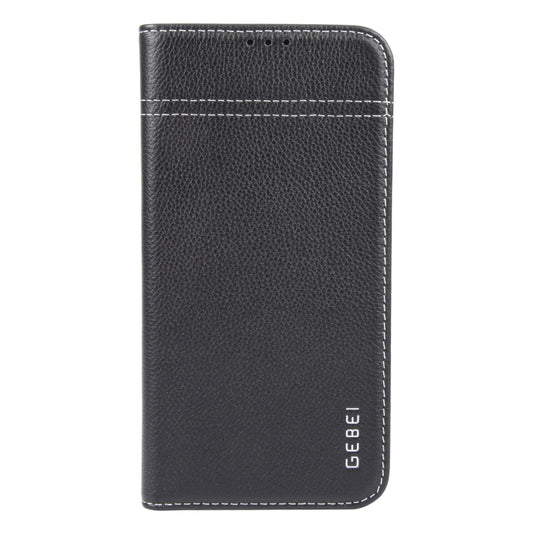 For iPhone 16 Plus GEBEI Top-grain Horizontal Flip Leather Phone Case(Black) by GEBEI