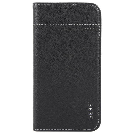 For iPhone 16e GEBEI Top-grain Horizontal Flip Leather Phone Case(Black) - iPhone 16e Cases by GEBEI | Online Shopping UK | buy2fix