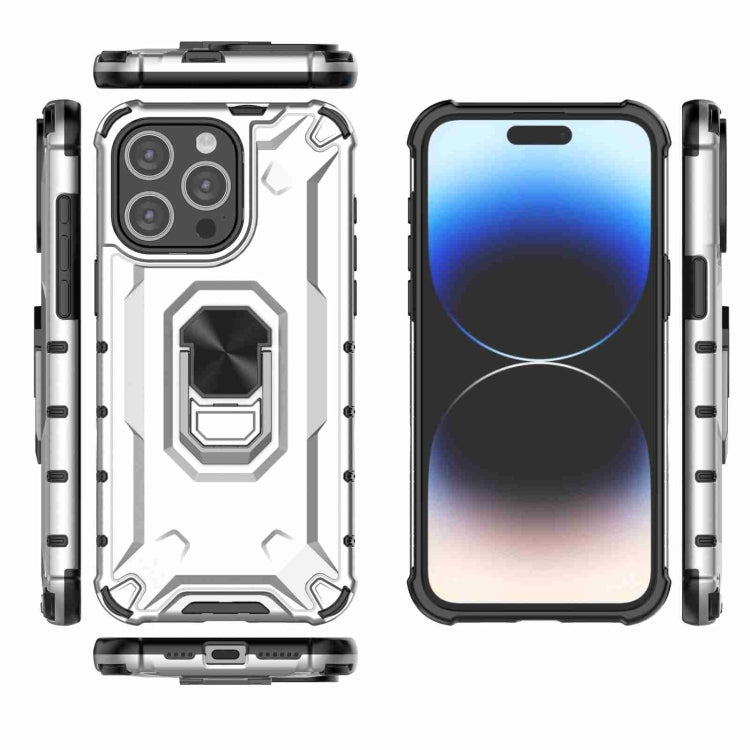 For iPhone 14 Pro Ice Armor Series Ring Holder Phone Case(Silver) - iPhone 14 Pro Cases by buy2fix | Online Shopping UK | buy2fix