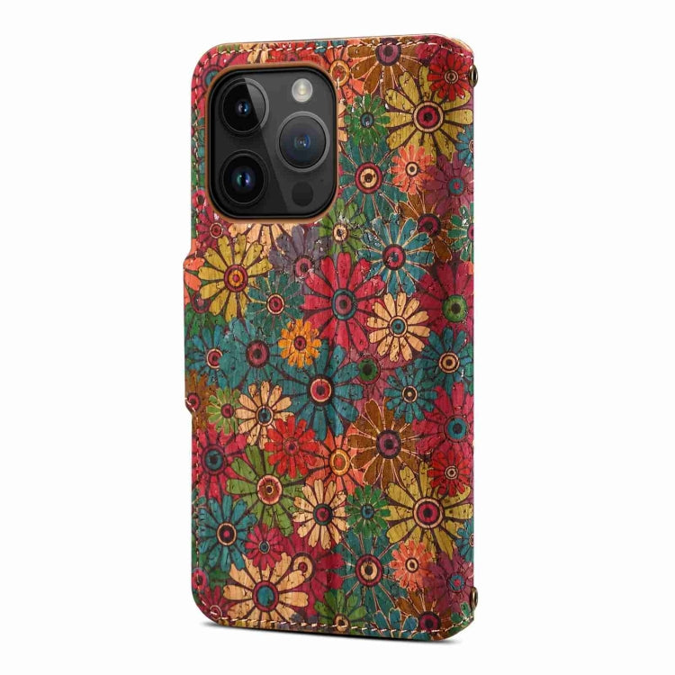 For iPhone 11 Denior Flower Language Series Cork Fabric Oil Edge Leather Phone Case(Spring) - iPhone 11 Cases by Denior | Online Shopping UK | buy2fix