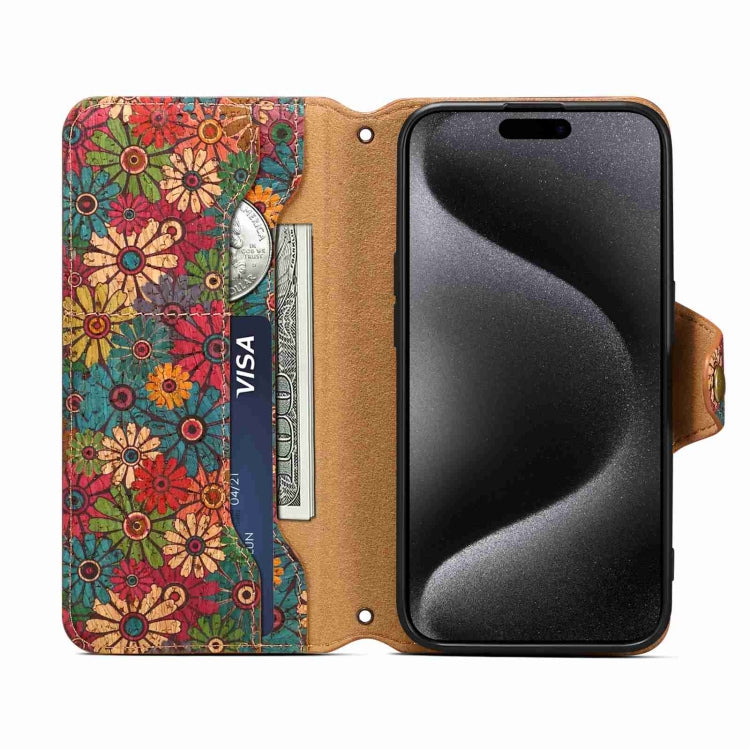For iPhone 11 Denior Flower Language Series Cork Fabric Oil Edge Leather Phone Case(Spring) - iPhone 11 Cases by Denior | Online Shopping UK | buy2fix
