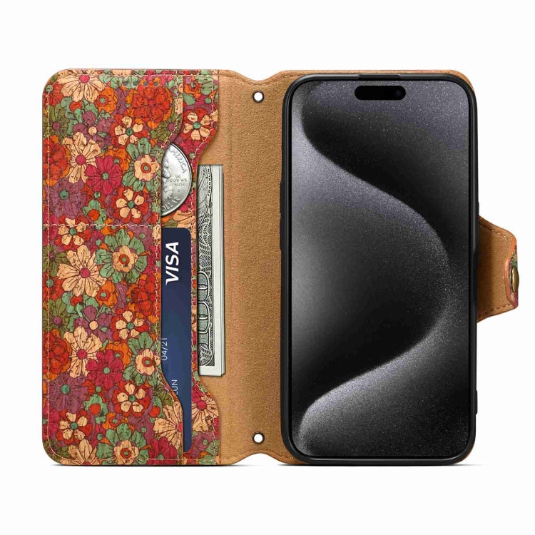 For iPhone 11 Denior Flower Language Series Cork Fabric Oil Edge Leather Phone Case(Summer) - iPhone 11 Cases by Denior | Online Shopping UK | buy2fix