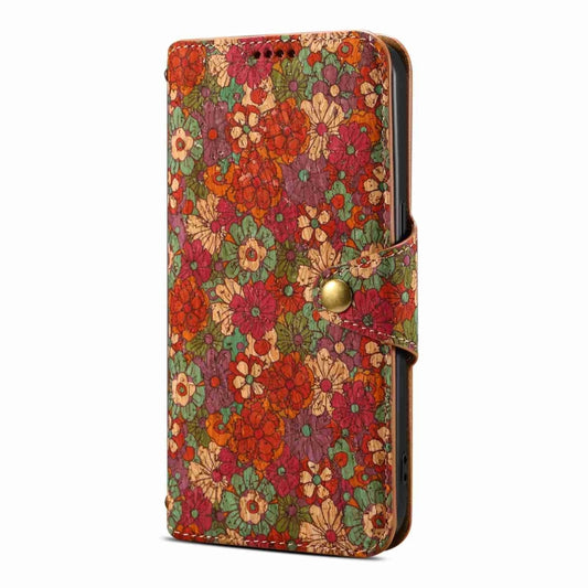 For iPhone 12 Denior Flower Language Series Cork Fabric Oil Edge Leather Phone Case(Summer) - iPhone 12 / 12 Pro Cases by Denior | Online Shopping UK | buy2fix