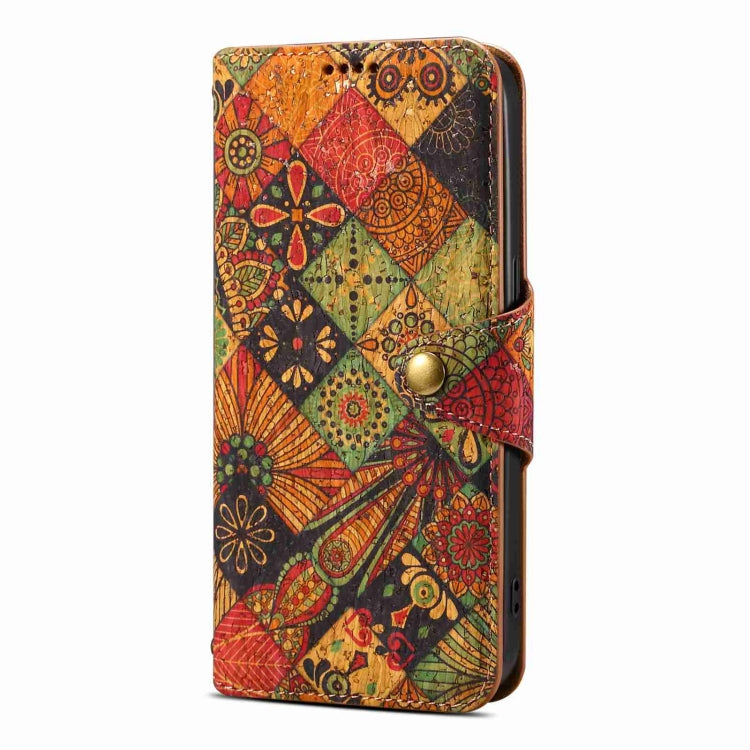 For iPhone 14 Denior Flower Language Series Cork Fabric Oil Edge Leather Phone Case(Autumn) - iPhone 14 Cases by Denior | Online Shopping UK | buy2fix