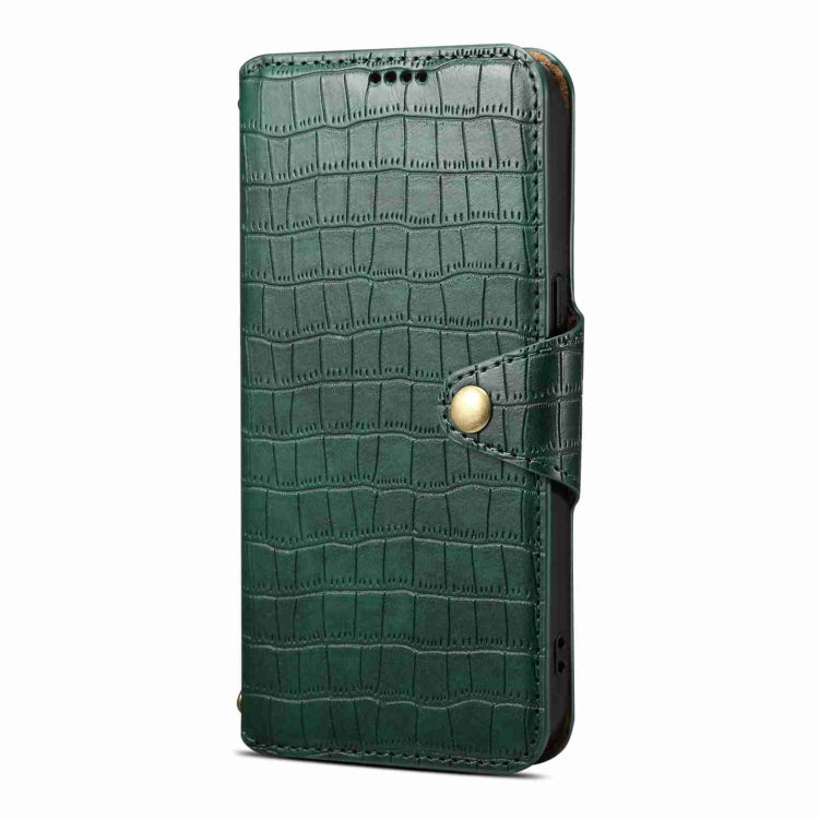 For iPhone 14 Denior Crocodile Texture Oil Edge Leather Phone Case(Green) - iPhone 14 Cases by Denior | Online Shopping UK | buy2fix