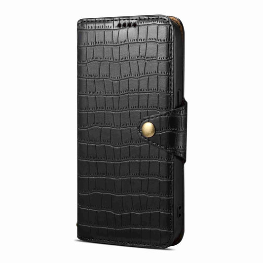 For iPhone 13 Denior Crocodile Texture Oil Edge Leather Phone Case(Black) - iPhone 13 Cases by Denior | Online Shopping UK | buy2fix