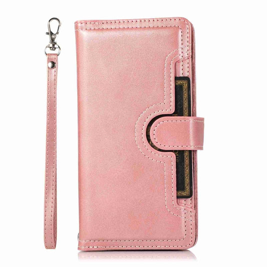 For iPhone 12 Pro Max Wristband Card Slot Leather Phone Case(Rose Gold) - iPhone 12 Pro Max Cases by buy2fix | Online Shopping UK | buy2fix