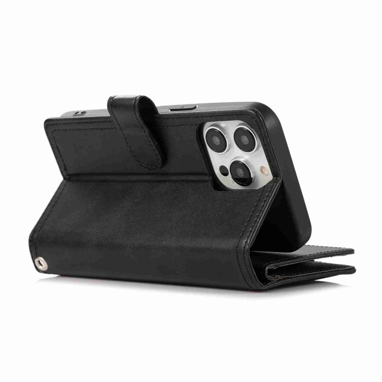 For iPhone 15 Pro Wristband Card Slot Leather Phone Case(Black) - iPhone 15 Pro Cases by buy2fix | Online Shopping UK | buy2fix