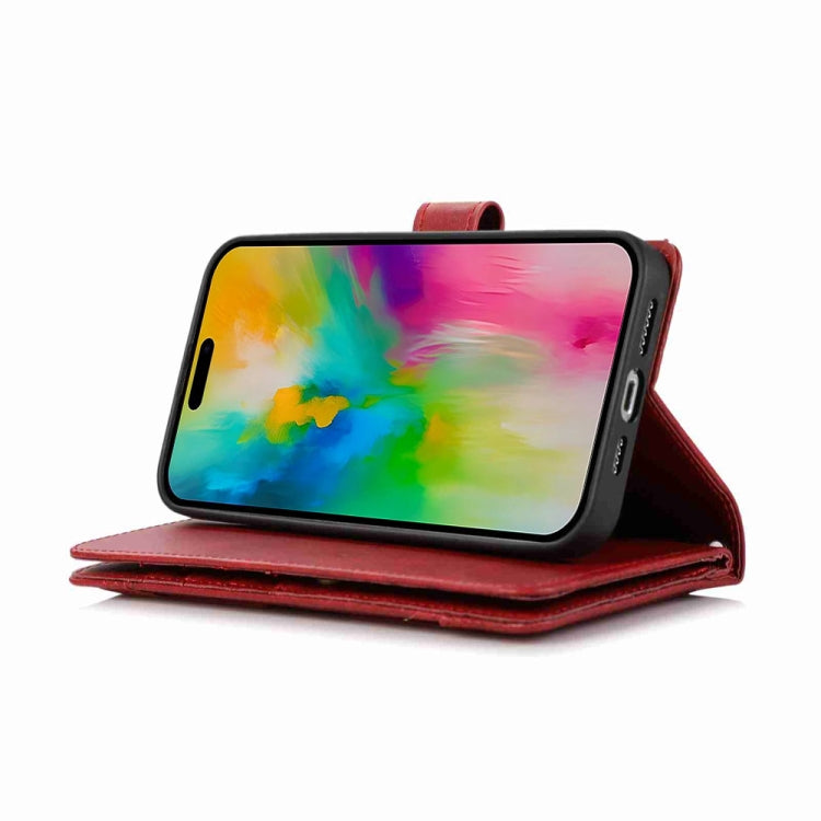 For iPhone 16 Pro Wristband Card Slot Leather Phone Case(Red) by buy2fix