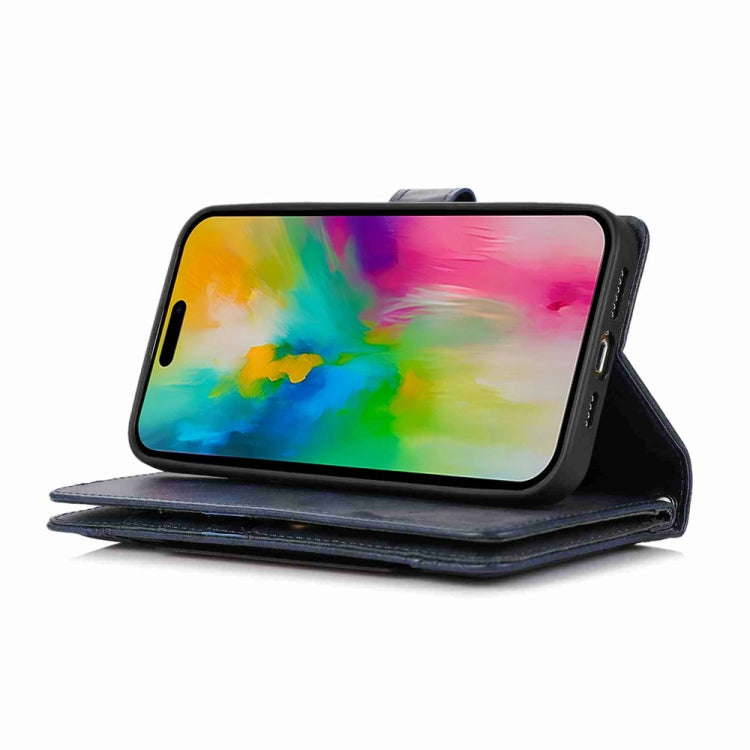 For iPhone 16 Pro Wristband Card Slot Leather Phone Case(Blue) by buy2fix