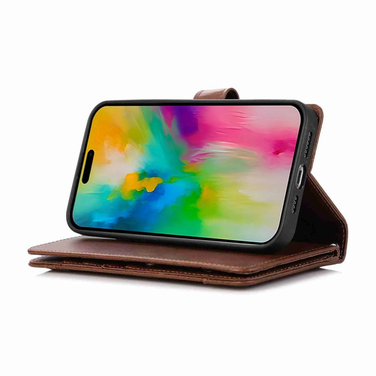 For iPhone 16 Pro Wristband Card Slot Leather Phone Case(Coffee) by buy2fix