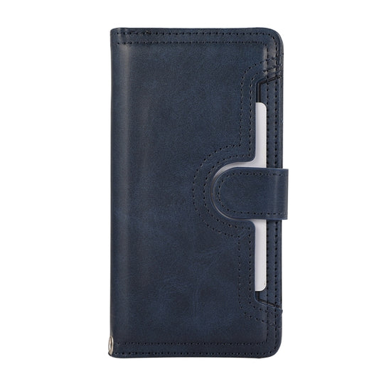 For iPhone 16 Plus Wristband Card Slot Leather Phone Case(Blue) by buy2fix