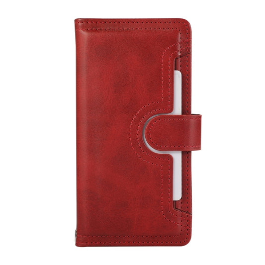 For iPhone 16 Wristband Card Slot Leather Phone Case(Red) by buy2fix
