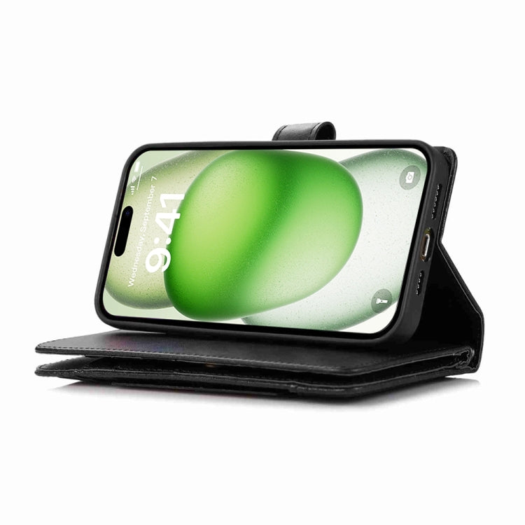 For iPhone 16 Wristband Card Slot Leather Phone Case(Black) by buy2fix