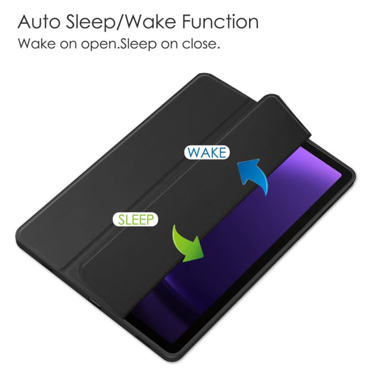 For Samsung Galaxy Tab S9 FE / S10 FE Acrylic 3-folding Smart Leather Tablet Case with Pen Slot(Black) by buy2fix